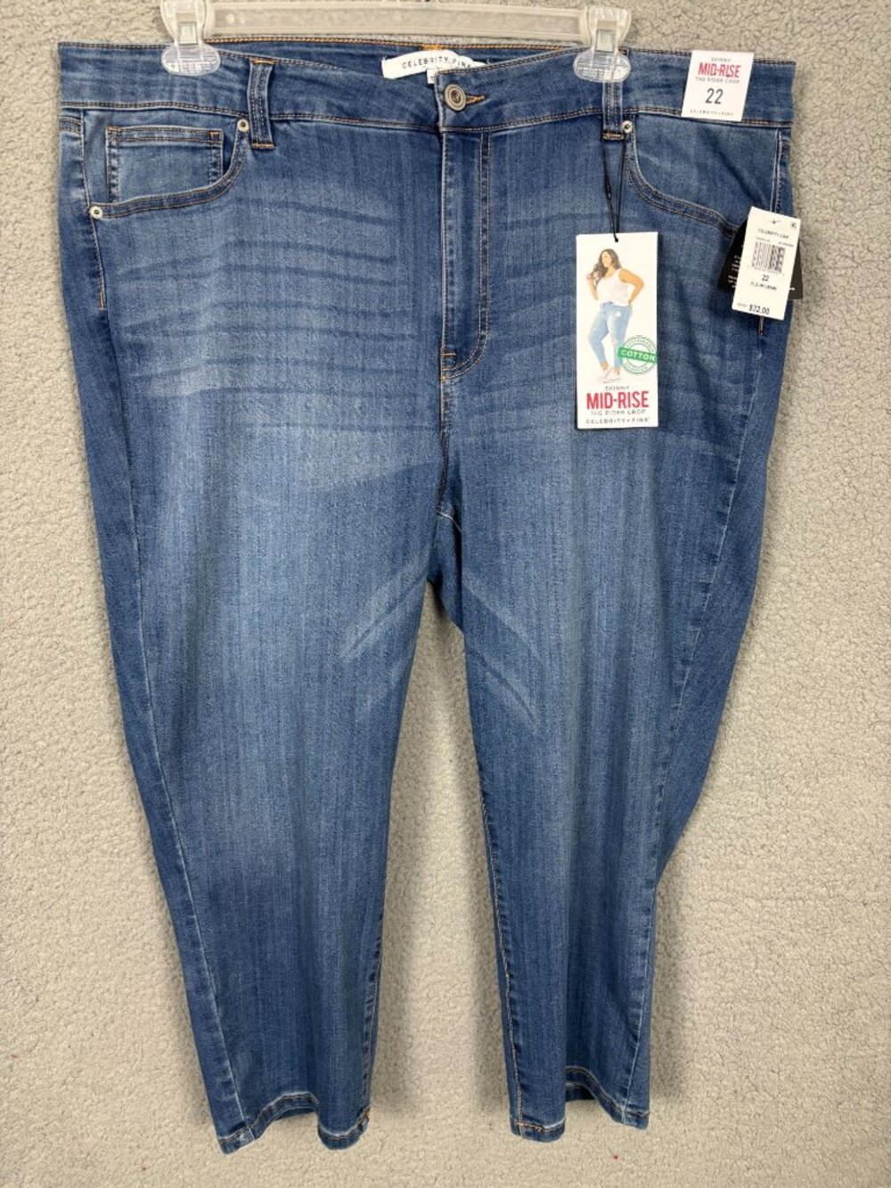 Celebrity Pink Trendy Plus Size Juniors' Cropped Skinny Jeans Blue Size 22W NWTs